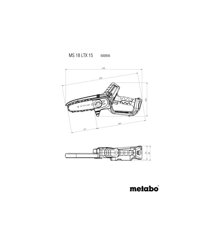 Kopie van METABO MS 18 LTX 15 Scie à élaguer sans fil