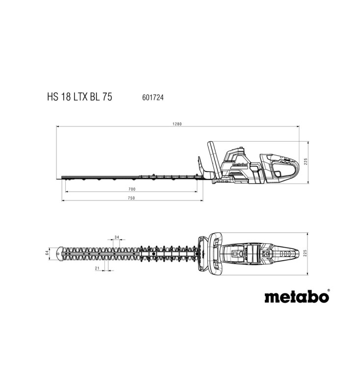 Metabo - HS 18 LTX BL 75 Taille-haie sans fil