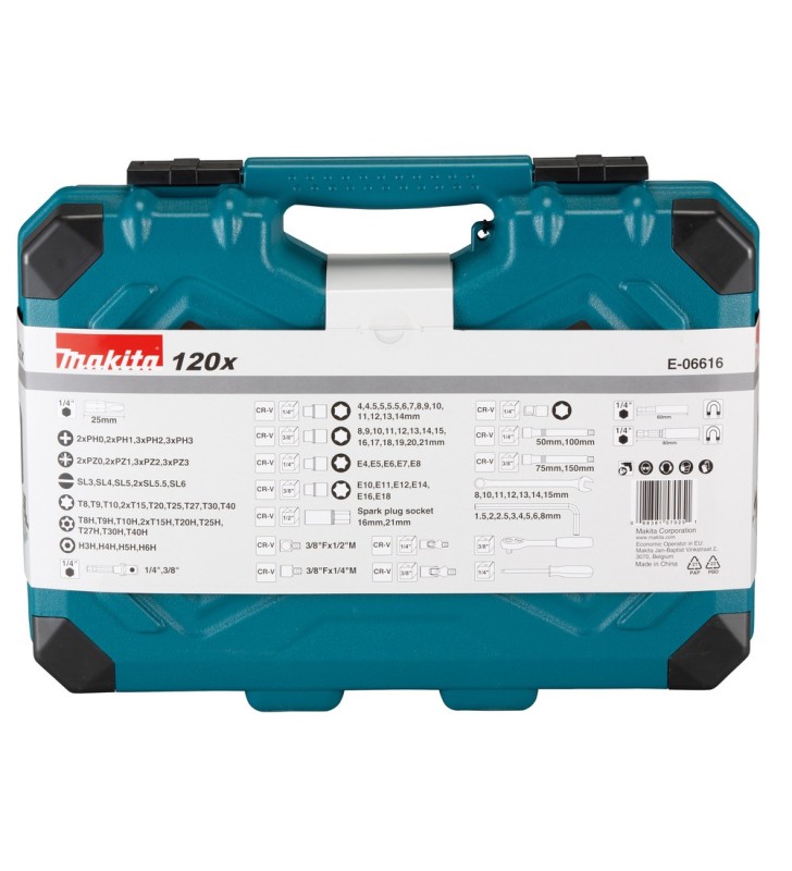 MAKITA - Coffret d'outils à main et d'embouts de vissage, 120 pièces E-06616
