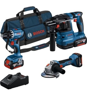 BOSCH - Combi-kit 3 outils 18 V : GSR+GWS+GBH+3x4,0 Ah+GAL 18V-40 - 0615A5007L