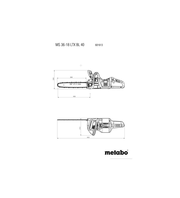 METABO MS 36-18 LTX BL 40 Tronçonneuse sans fil