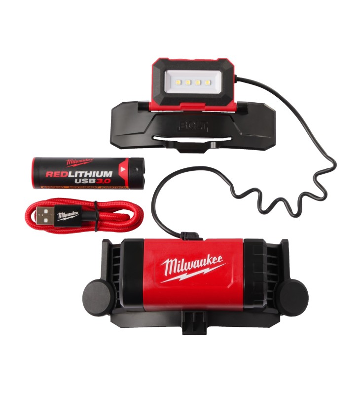 Milwaukee - 4933479902 - Lampe frontale Bolt rechargeable USB, 4V, 600 lumens.