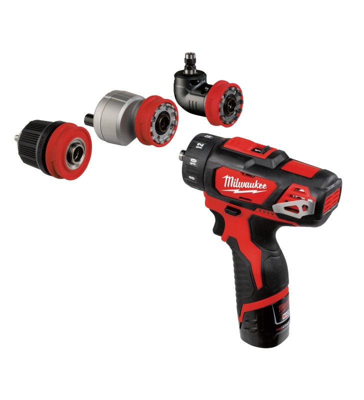 Milwaukee - 4933447836 - M12™ Perceuse visseuse 5 en 1 avec mandrins amovibles