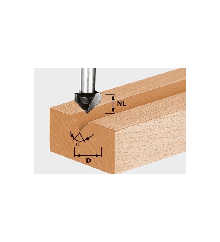 Festool - Fraise à rainurer en V HW S8 D14/7/90°