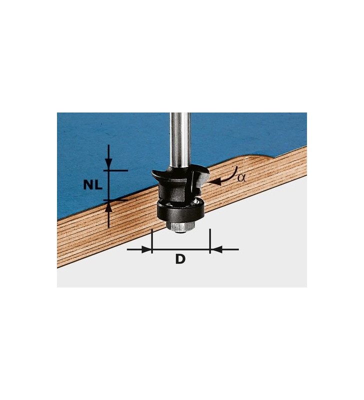 Festool - Fraise à chanfreiner/affleurer HW S8 D24/0° +45°